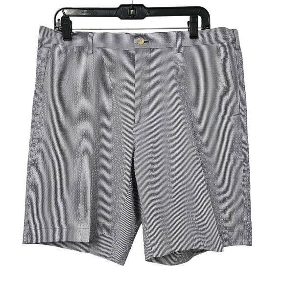 Peter Millar Mens Featherweight Pinstripe Shorts Blue and White Size 35 - Picture 1 of 7